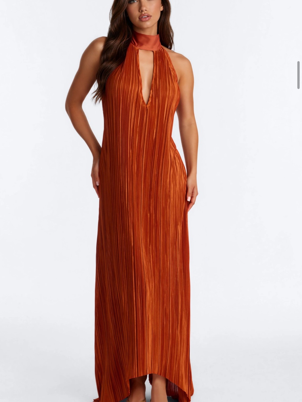 Halter Maxi Dress in Burnt Orange